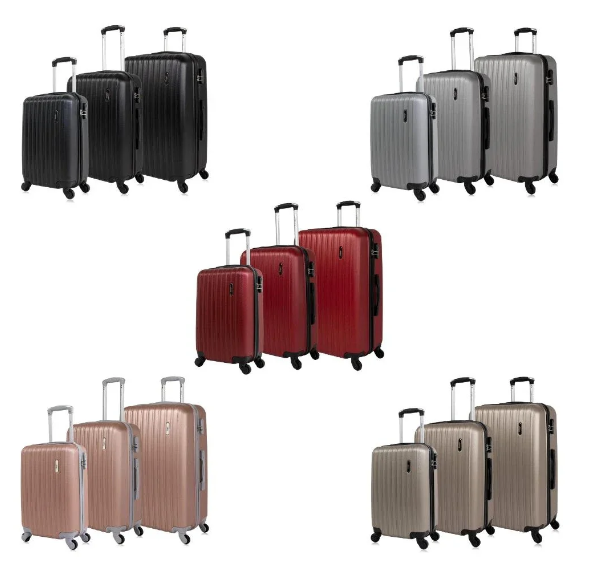 Kit 3 Malas de Viagem ABS, P, M e G com Segredo Numérico, 4 Rodas 360° Londres Swiss Move