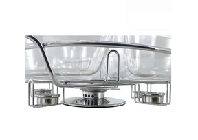 RECHAUD GIRATÓRIO COM 6 COMPARTIMENTOS - AÇO INOX E VIDRO 52CM